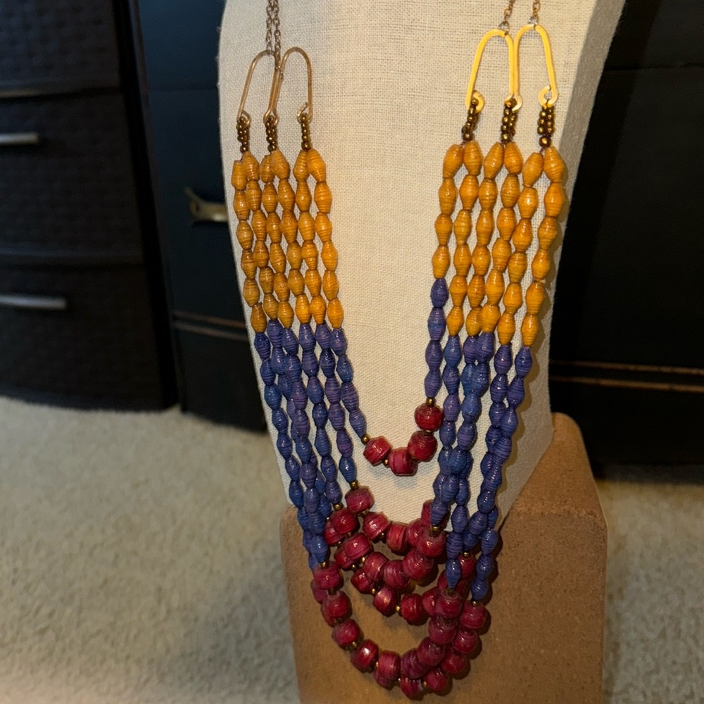 Noonday Multi-Strand Paper Bead Necklace